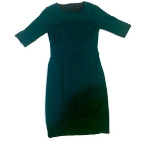 J. Crew Green Sheath Dress 3/4 Sleeve